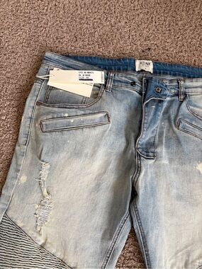 KDNK Light Wash Distressed Jeans - Light Blue